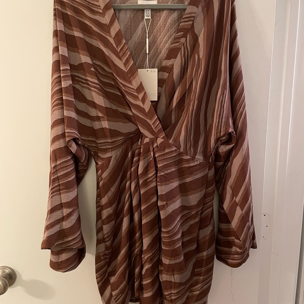 Striped Brown and Tan Long Sleeve Top